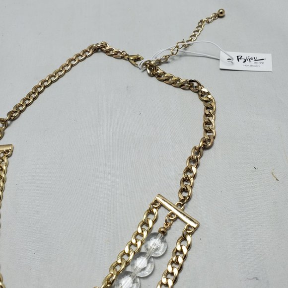 Bijou Drive 3 row gold chain with clear crystal stones necklace - Picture 7 of 7